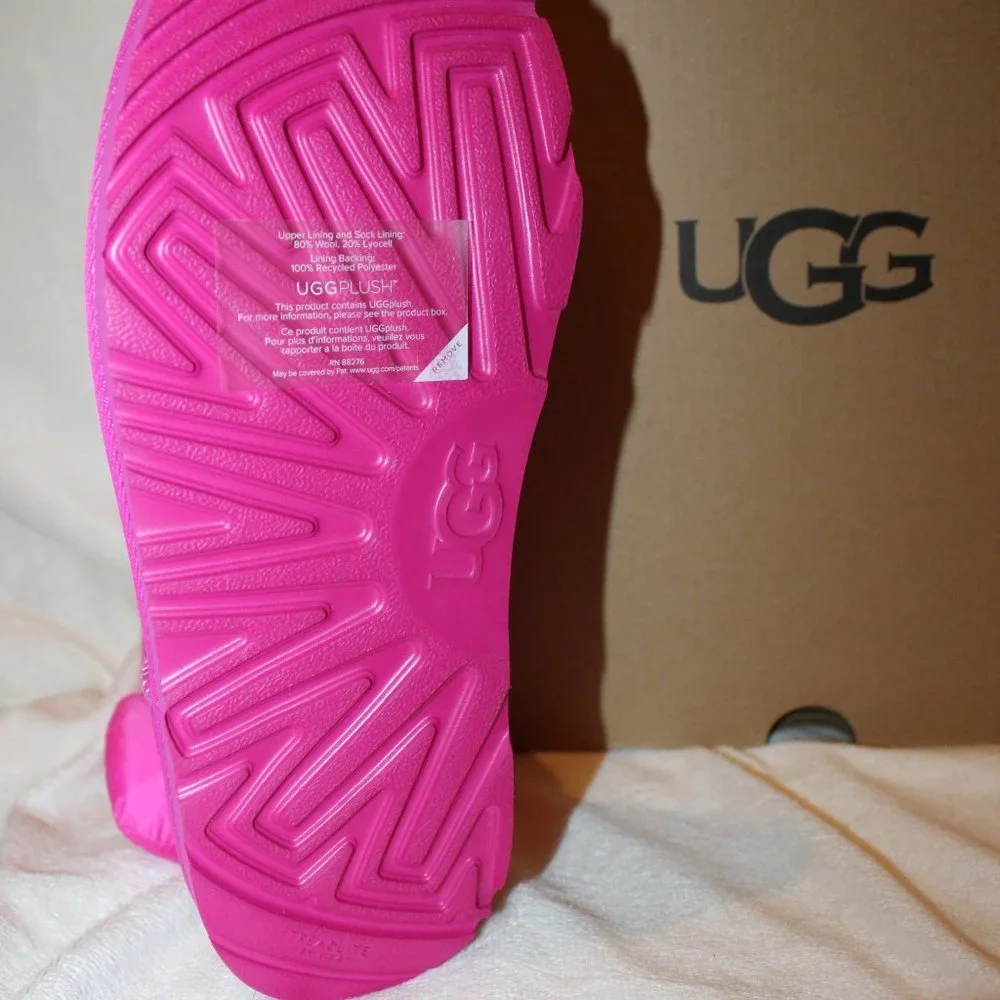 NIB UGG‎ GIRLS CLASSIC SHORT BAILEY BOW MAXI WAVELENGTH SUEDE PUFFER BOOTS PINK